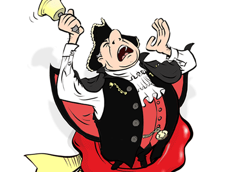 Cartoon logo of Mark Elphick, Toastmaster